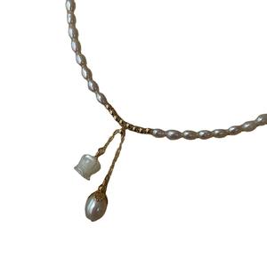 Women's Versatile 14K <b>Gold</b>-Plated Natural Freshwater <b>Pearl</b> Shell Lily of Valley Collarbone Chain Millet <b>Necklace</b> Religious Style - Product Image 5