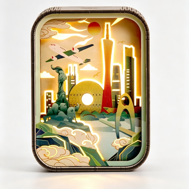 Creative 3D City Theme Paper Carving Night Light, USB Powered Warm LED Shadow Box Lamp for Bedroom Office Decor Souvenir Gift