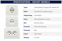 Interrupteur mural et prise PC standard UE, 1 ou 2 boutons poussoirs, 10A 16A 250V, prise Schuko Europlug double, CE RoHS CB OEM