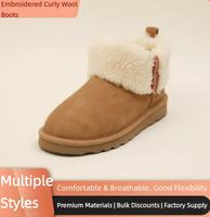 Nouvelles Bottes Mi-Mollet Brodé Personnalisées Cheveux Bouclés 2026 - Bottes de Neige Hiver Tendance pour Femme avec Semelle Extérieure Antidérapante en EVA