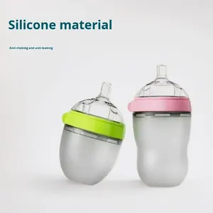 Biberon <span class=keywords><strong>in</strong></span> Silicone a Calibro Largo con Cannuccia e Manico, Anti-Caduta, Anti-Colica, 250ml, Tettarella Morbida, Bicchiere per Bambini con Logo Personalizzato - Product Image 6