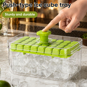 Bac à glaçons à ouverture facile avec bac de rangement, machine à glaçons de grande capacité (32-96 cubes) de qualité alimentaire avec couvercle et pelle pour bar à domicile - Product Image 1