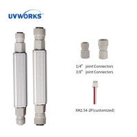 Stérilisateur d'eau UVWORKS Slim Inline UVC LED, raccord rapide, réduction de 99,99 % des bactéries, sans produits chimiques pour les petits conduits d'eau.