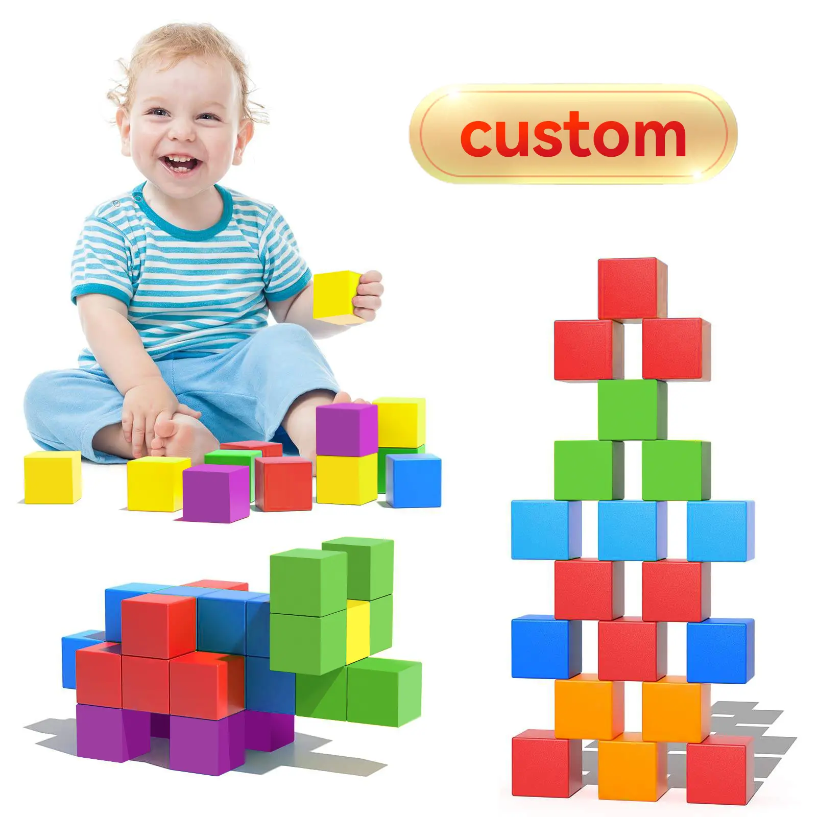 Custom แม่เหล็กก้อนการศึกษา Montessori DIY เกมปริศนาพลาสติกแม่เหล็กบล็อกอาคารของเล่นสําหรับเด็กวัยหัดเดินเด็กการเรียนรู้