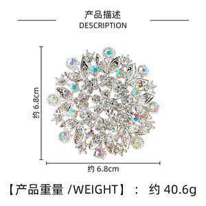 Moda luxuosa exclusiva das mulheres jóias Material da liga com diamante AB broche do diamante para o vestido atraente do terno - Product Image 2