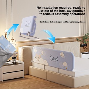 Barrera de Cama <span class=keywords><strong>para</strong></span> Bebés, Sin Instalación, Barrera Protectora Anticaídas, Barrera de Viaje Portátil Apilable, Cuna de Viaje - Product Image 2