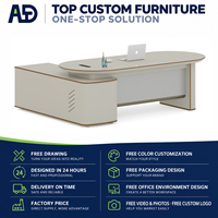 Bureau de direction moderne en MDF avec tiroir et armoire latérale, pliable, facile à assembler, durable, multifonctionnel, table de travail de bureau commerciale