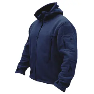 Premium kalite erkek kış polar ceket açık yürüyüş ceket Hoodie erkek lacivert ceket