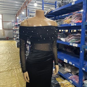 Nuovo CY902280 Elegante Abito Lungo con Spalle Scoperte da Donna, Vestito da Sera con Inserti in Rete per Cene e Appuntamenti 2026 - Product Image 2