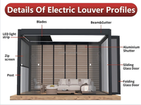 Pergola électrique rétractable DF en aluminium, toit à lames orientables étanche, entièrement motorisée, pare-soleil pliant, résistant à la lumière, finition poudrée