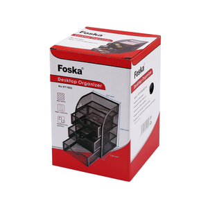 Foska มัลติฟังก์ชั่ตาข่ายโลหะ 4 ช่องผู้ถือปากกาเก็บจดหมายถาดลิ้นชักเครื่องเขียนโต๊ะสําหรับ home office - Product Image 5