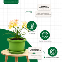 Pots de plantes en plastique PP durables avec trous de drainage, capacité de 1,99 L, style moderne pour une utilisation en intérieur/extérieur, pour les fleurs et les plantes vertes