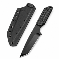 Couteau de chasse tactique à lame fixe de haute qualité, noir mat, 7Cr17MoV, couteau de survie, manche antidérapant en G10 avec étui en Kydex rigide