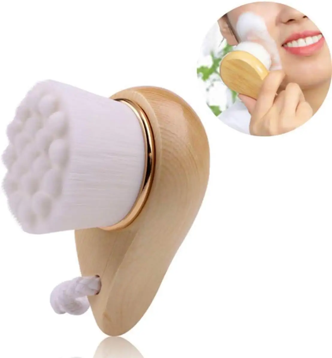 Brosse de nettoyage nettoyant pour le visage en bois de vente chaude en gros