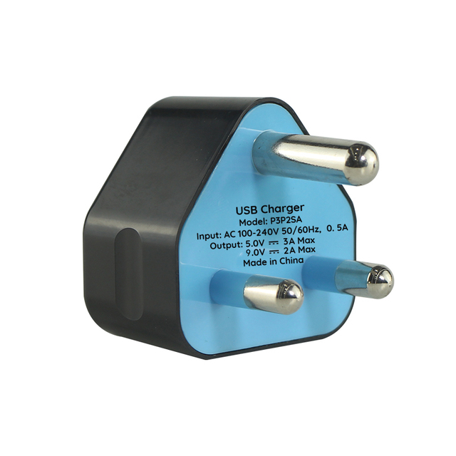 Type M Plug 18W 5V 3A 9V 2A USB-C USB-A Charger South Africa Power Plug SABS Dual Port Wall Adapter SA Electrical Receptacle