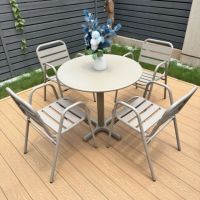 Ensemble table et chaises empilables carrées en acier au carbone de style nordique pour extérieur, idéal pour cour, jardin, pâtisserie, salon de thé