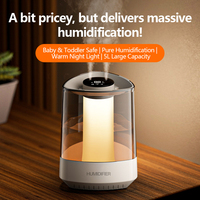 Humidificateur grande capacité 5L pour chambre à coucher, lumière de nuit chaude sécurisée pour bébés et tout-petits, humidification pure pour la maison et le bureau