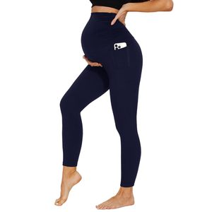 Leggings de maternité pour femmes sur le ventre sans couture haute élastique pantalon actif pour <span class=keywords><strong>grossesse</strong></span> Yoga collants pantalon avec poches - Product Image 6