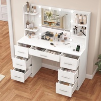 Table de toilette moderne en bois blanc avec miroir pour le maquillage