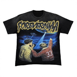 Camiseta DUAA de Alta Calidad, Estilo Casual Americano, Hip Hop, con Estampado de Letras de Diamantes, Vintage, para Hombre, Manga Corta, 100% Algodón - Product Image 4