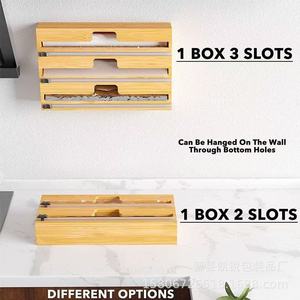 Cortador de Plástico para Envolver Alimentos, Montado en Pared, de Madera de Bambú, Compatible con Rollos de 12 Pulgadas de Ancho, Fácil de Cortar, Dispensador de Cocina - Product Image 4