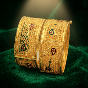 Venta al por mayor de brazalete Kada de latón chapado en oro tinte, brazalete Kada de oro tradicional, brazaletes de moda, joyería llena de oro tinte Oro Joyeria. - Product Image 3