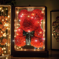 Plantes décoratives florales éternelles ours en mousse de rose artificielle pour la Saint-Valentin et les cadeaux d'anniversaire