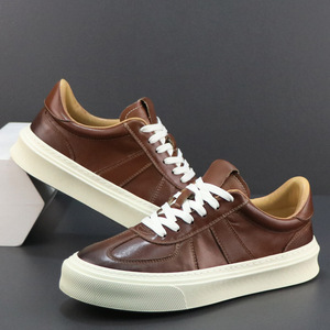 Calzado Deportivo Negro Casual con Cordones, Ligero, para Primavera, Otoño y Verano, con Suela de Goma Gruesa y Amortiguación, de Cuero Genuino, Gran Venta - Product Image 3