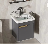 Armoire de salle de bain carrée moderne en PVC finition laquée directement d'usine miroir étanche à suspendre armoire de salle de bain vanité