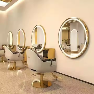 Miroir de coiffeur de salon moderne et élégant à écran tactile intelligent LED lumineux ovale rond mural pour salle de bain - Product Image 4