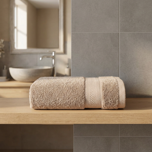 Serviette de bain en coton peluche ORCHID, beige, absorbante, douce pour la peau, écologique, bordure tissée Dobby, motif à carreaux, pour la maison et l'hôtel - Product Image 1