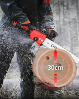 Motosierra Eléctrica Inalámbrica de 12 Pulgadas de Grado Industrial para Bricolaje, Motor sin Escobillas de 1200 W de Potencia, Velocidad de Cadena de 0-600 rpm, Acero al Carbono