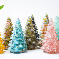 Petit sapin de Noël en résine cristalline, décoration pour la maison, cadeau de Noël, ornements de table de Noël
