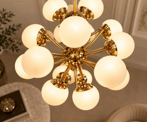 Mid Century Italian Sputnik Chandelier with 18 Murano Style Glass Globes Brass Atomic Pendant <b>Ceiling</b> <b>Light</b> for Living Room - Product Image 6