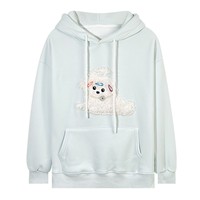 Sweat-shirt à capuche décontracté pour femme, design de chien de dessin animé multicolore tendance, style streetwear ample