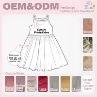 Robe d'été décontractée pour fillettes, personnalisée OEM, à bretelles spaghetti, imprimé floral, vichy ou animalier, sans manches, pour tout-petits, idéale pour les fêtes