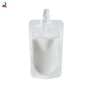 Prix de gros 200ml 250ml 380ml 500ml eau de boisson liquide jus sacs en plastique transparent Stand-Up pochette avec bec verseur