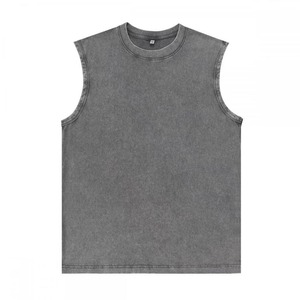 เสื้อกล้ามผ้าคอตตอน240GSM ของผู้ชายรุ่นเฮฟวี่เวตแขนกุดสีพื้นแนวสตรีทแวร์ฤดูร้อน - Product Image 5