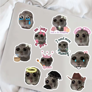 Autocollant en <span class=keywords><strong>vinyle</strong></span> imperméable et durable, motif souriant de hamster, souris mignonne, amusant, écologique, esthétique, Kawaii, pour ordinateur portable et bagages - Product Image 1