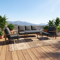 Ensemble de canapé d'extérieur moderne en aluminium 4 pièces pour jardin, villa et parc - Mobilier de patio durable avec coussins imperméables
