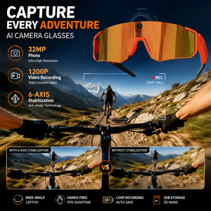 2026 Outdoor Sports Photography Smart <b>Glasses</b> <b>With</b> IP54 Waterproof 8MP Polarized Lenses Road Cycling Smart AI Sunglasses For Men - Product Image 3