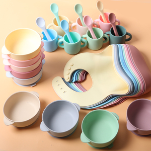 Juego de alimentación de bebé de grado alimenticio personalizado, sin Bpa, placa de succión dividida personalizada, juego de alimentación de bebé de silicona, productos para bebés recién nacidos - Product Image 1