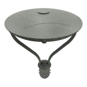 Lampe de jardin ronde à LED grise J05Series à 2 pieds avec support à double bras et motif d'étoile à cinq branches sur le dessus - Product Image 4