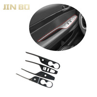 Accessoires de voiture style fibre de carbone Bouton de fenêtre de porte intérieure Couvercle de cadre décoratif en verre pour Hyundai Palisade 2019 2023