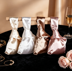 Bolsa de Mano de Satén de Lujo con Nudo, Bolso de Muñeca de Seda Estilo Japonés, Bolso Tote de Satén Suave para Regalo de Boda y Uso Diario - Product Image 5