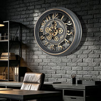 Horloge murale de luxe de 18 pouces, couleur bronze doré brun foncé, style arabe, pour la décoration de la maison, horloge à aiguilles à quartz à face unique, CE RoHs