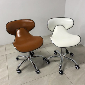 2025 Hot Stylish Modern Barbershop Adjustable Swivel Haircut <b>Chair</b> Leather Pink Salon Styling Stool with <b>Wheels</b> for Hair Salon - Product Image 5