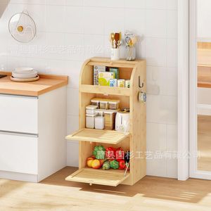 Caja de pan de bambú de tres niveles con compartimentos cubiertos para usar en la encimera de la cocina. - Product Image 3