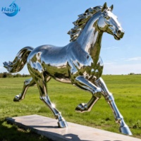 Statue de cheval au galop en acier inoxydable personnalisée, statue d'animal cheval volant, décoration extérieure