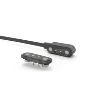 Pengisi daya Pogo Pin magnetik 2 Pin dapat dipakai, konektor kabel Usb magnetik Pogo Pin putih atau hitam
